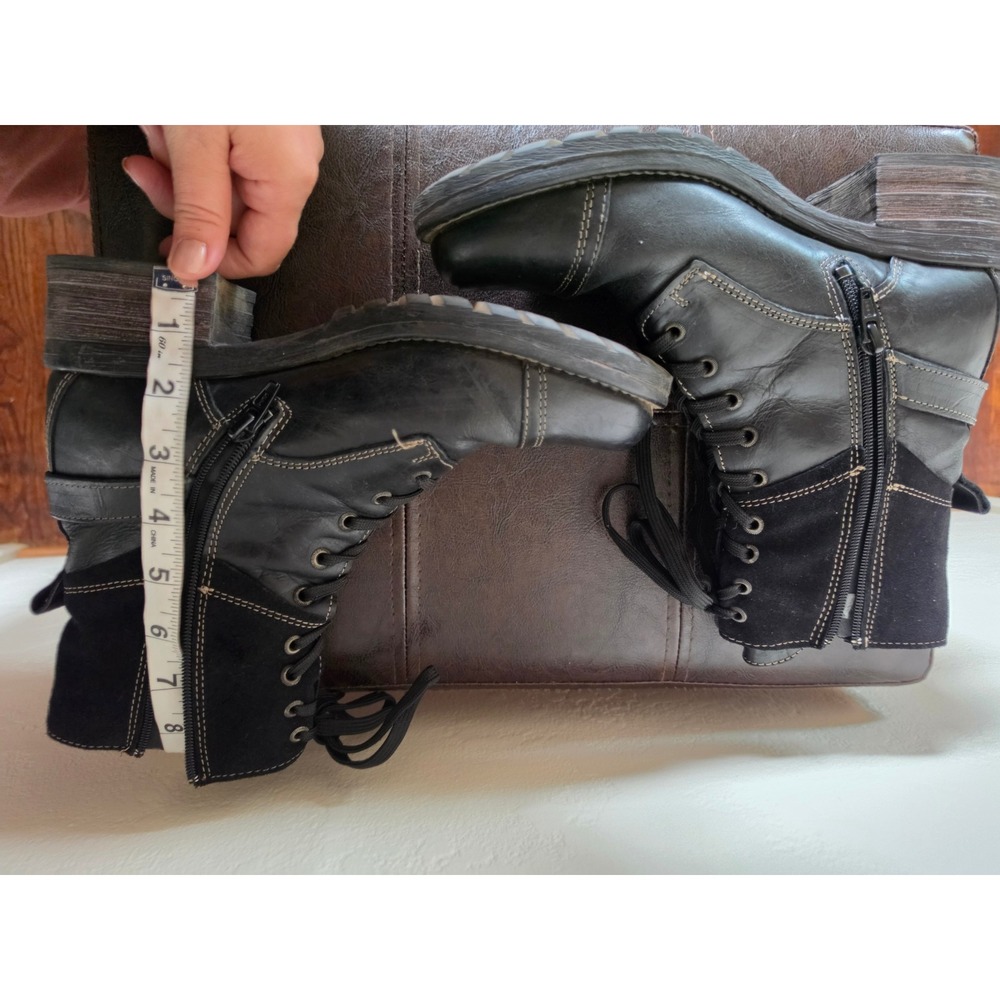 TAOS Crave Leather Vintage Style Boho Grunge Combat Black Boots sz EU 39 US 8.5 - Picture 8 of 10